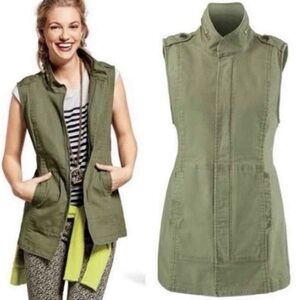 CABI Explorer Army Green Utility Vest S Cotton Twill Travel Streetwear Military